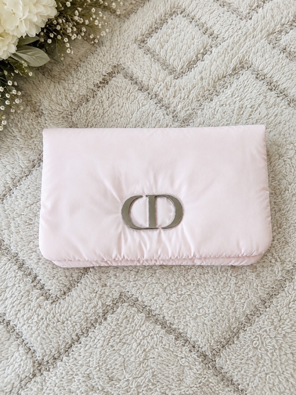Dior Beauty Pink Satin CD Clutch Cosmetic Pouch Bag NEW GWP
